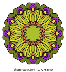Mandala Style Vector Color Shapes. Abstract design. Fantastic decoration for fashion, holiday card, relax illustration.