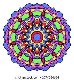 Mandala Style Vector Color Shapes. Abstract design. Fantastic decoration for fashion, holiday card, relax illustration.