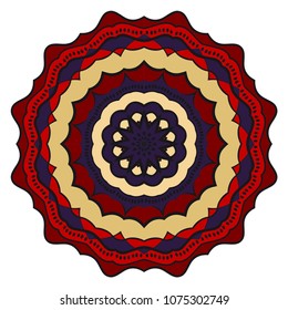 Mandala Style Vector Color Shapes. Abstract design. Fantastic decoration for fashion, holiday card, relax illustration.