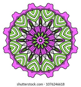 Mandala Style Vector Color Shapes. Abstract design. Fantastic decoration for fashion, holiday card, relax illustration.