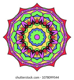 Mandala Style Vector Color Shapes. Abstract design. Fantastic decoration for fashion, holiday card, relax illustration.
