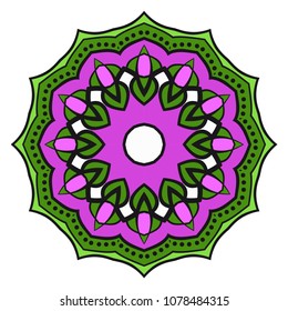 Mandala Style Vector Color Shapes. Abstract design. Fantastic decoration for fashion, holiday card, relax illustration.