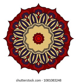 Mandala Style Vector Color Shapes. Abstract design. Fantastic decoration for fashion, holiday card, relax illustration.