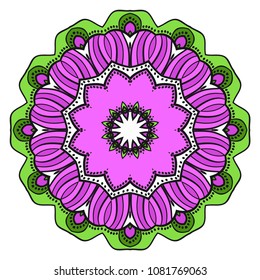 Mandala Style Vector Color Shapes. Abstract design. Fantastic decoration for fashion, holiday card, relax illustration.