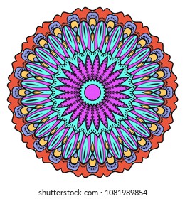 Mandala Style Vector Color Shapes. Abstract design. Fantastic decoration for fashion, holiday card, relax illustration.
