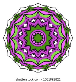 Mandala Style Vector Color Shapes. Abstract design. Fantastic decoration for fashion, holiday card, relax illustration.