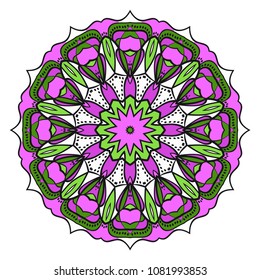 Mandala Style Vector Color Shapes. Abstract design. Fantastic decoration for fashion, holiday card, relax illustration.