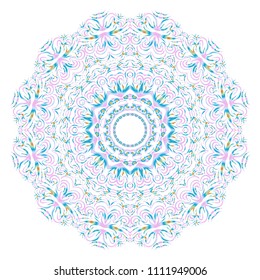 Mandala Style Vector Color Shapes. Abstract design. Fantastic decoration for fashion, holiday card, relax illustration