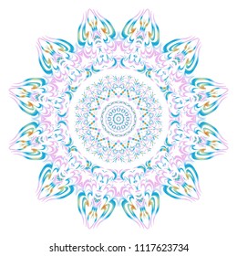 Mandala Style Vector Color Shapes. Abstract design. Fantastic decoration for fashion, holiday card, relax illustration