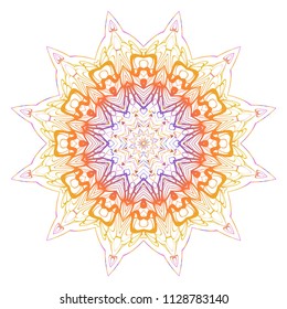 Mandala Style Vector Color Shapes. Beautiful Abstract design. Fantastic decoration for fashion, holiday card, relax illustration