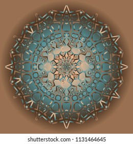 Mandala Style Vector Color Shapes. Beautiful Abstract design. Fantastic decoration for fashion, holiday card, relax illustration