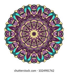Mandala Style Vector Shapes. Decorative Cicle ornament. Floral design. Color illustration