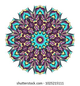 Mandala Style Vector Shapes. Decorative Cicle ornament. Floral design. Color illustration