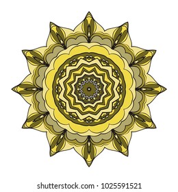 Mandala Style Vector Shapes. Decorative Cicle ornament. Floral design. Color illustration