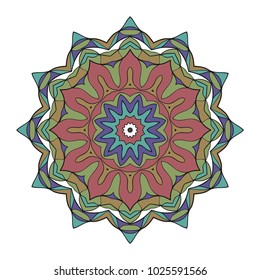 Mandala Style Vector Shapes. Decorative Cicle ornament. Floral design. Color illustration