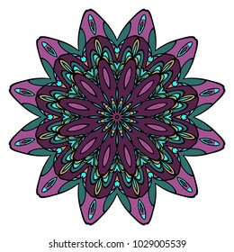 Mandala Style Vector Shapes. Decorative Cicle ornament. Floral design. Color