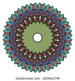 Mandala Style Vector Shapes. Decorative Cicle ornament. Floral design. Color