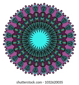 Mandala Style Vector Shapes. Decorative Cicle ornament. Floral design. Color