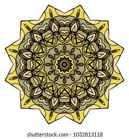 Mandala Style Vector Shapes. Decorative Cicle ornament. Floral design. Color