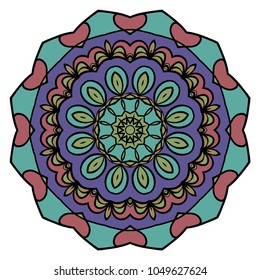 Mandala Style Vector Shapes. Decorative Cicle ornament. Floral design. Color
