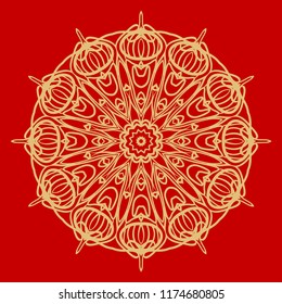 Mandala Style Vector Shapes. Decorative Cicle ornament. Floral design