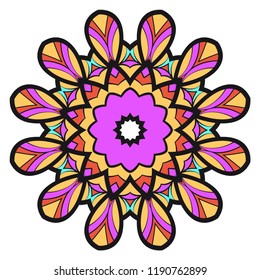 Mandala Style Vector Shapes. Decorative Cicle ornament. Floral design.