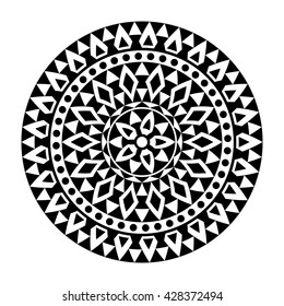 Mandala stylized print template. Isolated vector image on white background. Abstract round pattern.
