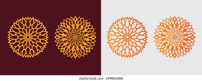 mandala sun flower theme art pattern vector template design for paper cutting, greeting card, sublimation printing and more