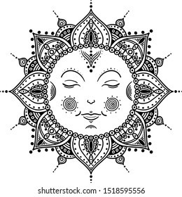 Mandala sun. Vector illustration. Graphics