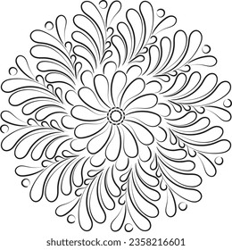 Mandala the swirls for printable coloring page or use as poster, card, flyer or T Shirt