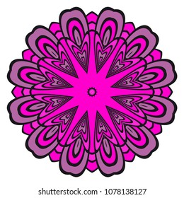 Mandala symbol isolated on white background. Indian ornament. Vector illustration