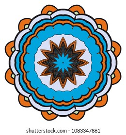 Mandala symbol isolated on white background. Indian ornament. Vector illustration