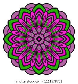 Mandala symbol isolated on white background. Indian ornament. Vector illustration