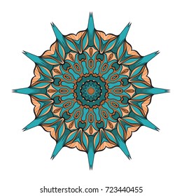 Mandala symbol isolated on white background. Indian ornament. Vector illustration.