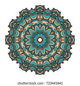 Mandala symbol isolated on white background. Indian ornament. Vector illustration.
