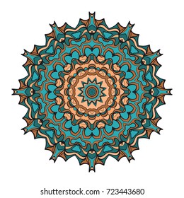 Mandala symbol isolated on white background. Indian ornament. Vector illustration.