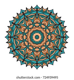 Mandala symbol isolated on white background. Indian ornament. Vector illustration.