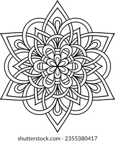 Mandala. Tattoo, intricate design and decor element, for coloring book pages. Highly detailed and accurate lines for print or engraving