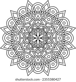 Mandala. Tatuaje, diseño y decoración intrincados, para colorear las páginas de los libros. Líneas muy detalladas y precisas para impresión o grabado