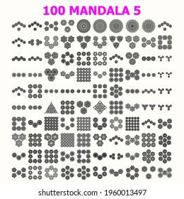 Mandala tattoo ornamental ethnic pack collection set. Floral art design vector.