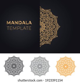 Mandala Template Design Gold color Mandala 