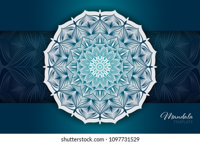 Mandala template pattern design dark blue color background for card, poster, invitation, flyer vector illustration