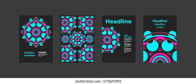 A mandala template with a touch of bubble gum color ornaments looks modern and trendy, suitable for invitations and so on