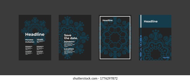 A mandala template with a touch dim tosca color ornaments looks modern and trendy, suitable for invitations and so on