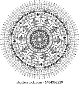 Mandala template vector illustration for wallpapers, web page background, label, house decoration, floor tiles, linoleum, textile.  Ethnic oriental mandala with flower and circle motifs
