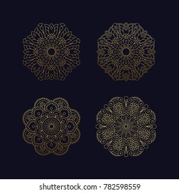 Mandala texture background flower beautiful vector vintage decorative element oriental illustration logo set