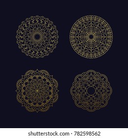 Mandala texture background flower beautiful vector vintage decorative element oriental illustration logo set