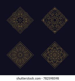 Mandala texture background flower beautiful vector vintage decorative element oriental illustration logo set
