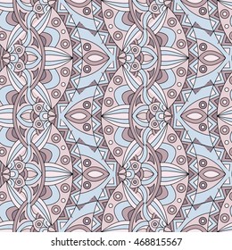 Mandala texture in bright colors. Seamless pattern on indian style. Abstract vector background