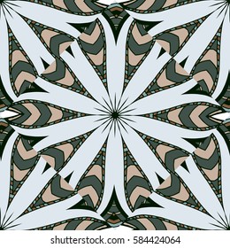 Mandala texture in bright colors. Seamless pattern on indian style. Abstract vector background